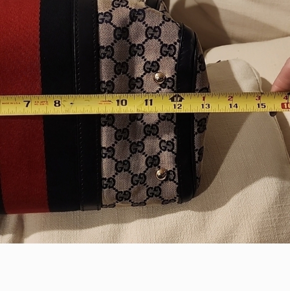 Gucci Blue and Red Stripe Monogram Bag - Picture 16 of 16